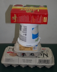 Build towers with boxes from the recycling bin 